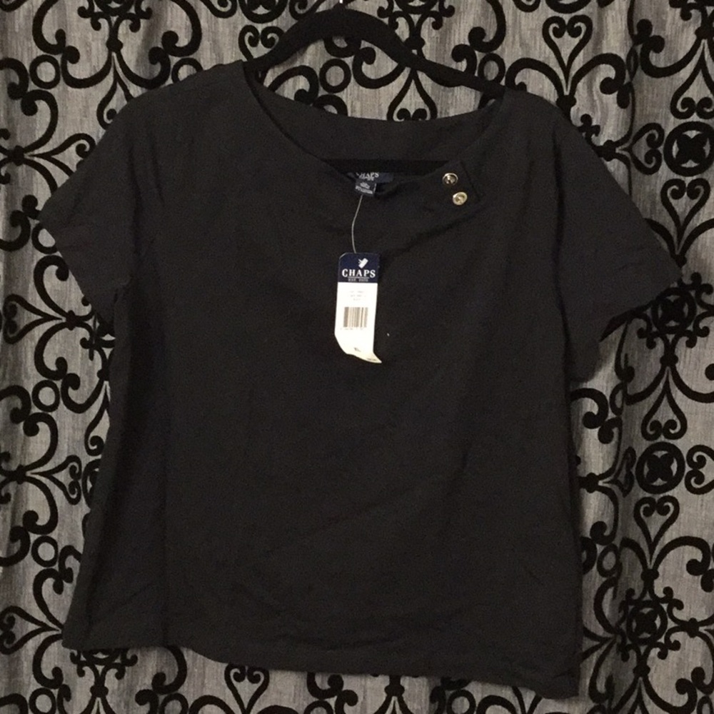 Chaps black tee with fastener detailing NWT